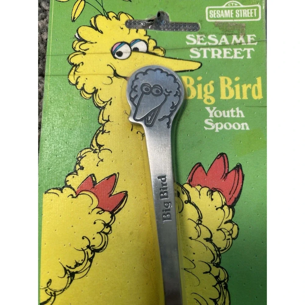 NOS Muppets Sesame Street Big Bird Stainless Steel Kids Spoon Demand Mktg 1977